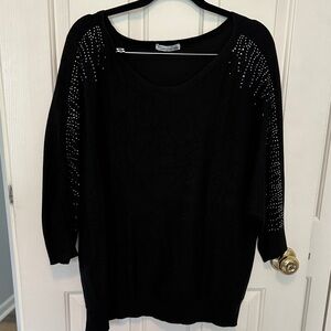 89th & Madison Black Blouse with Silver Accents